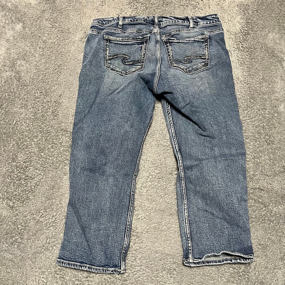 Silver Jeans Womens 34 (38x23.5) Elyse Capri Blue Western Contrast Stitch